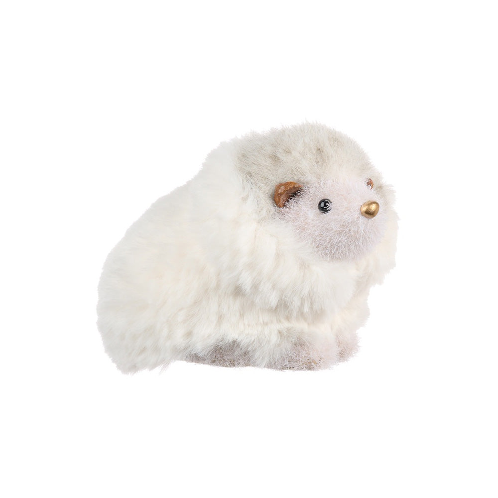 Decoratiune Arici Furry, alb, 12 cm - SIMONA'S CHRISTMAS