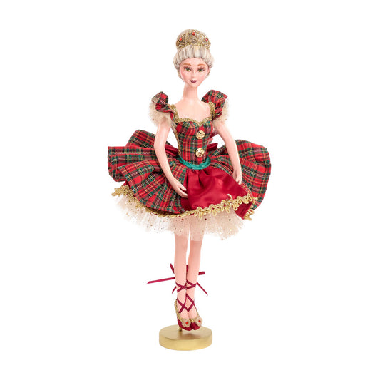 Decoratiune Balerina Tartan, rosu/verde, 46 cm - SIMONA'S CHRISTMAS