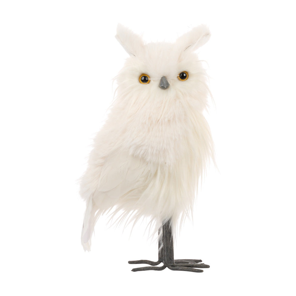 Decoratiune Bufnita Furry Boowie, alb, 35 cm - SIMONA'S CHRISTMAS