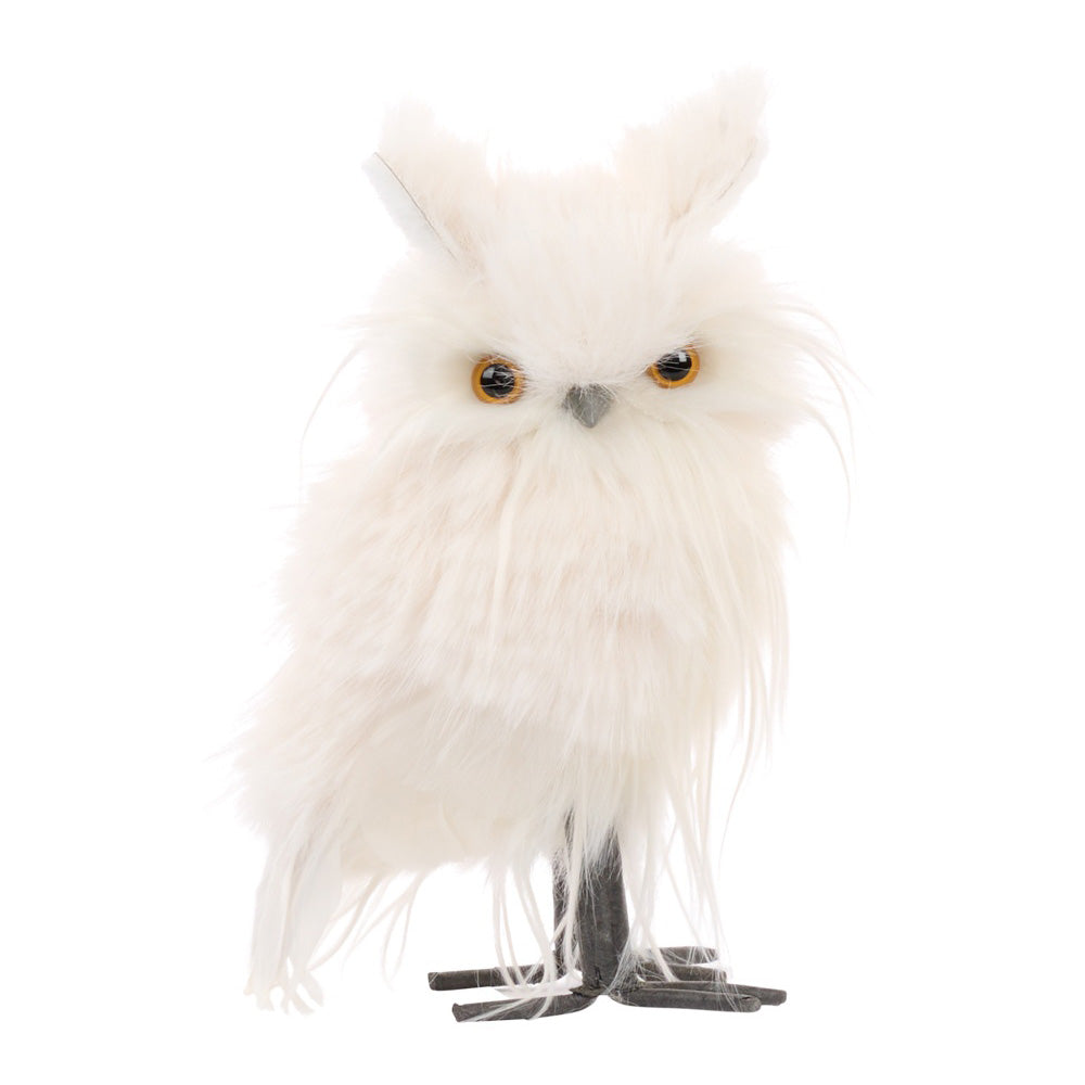 Decoratiune Bufnita Furry Lewie, alb, 21 cm - SIMONA'S CHRISTMAS