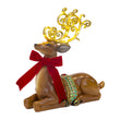 Decoratiune Cerb asezat cu led, maro/rosu, 40 cm - SIMONA'S CHRISTMAS