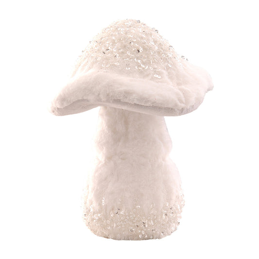 Decoratiune Ciuperca Furry, alb, 27 cm - SIMONA'S CHRISTMAS