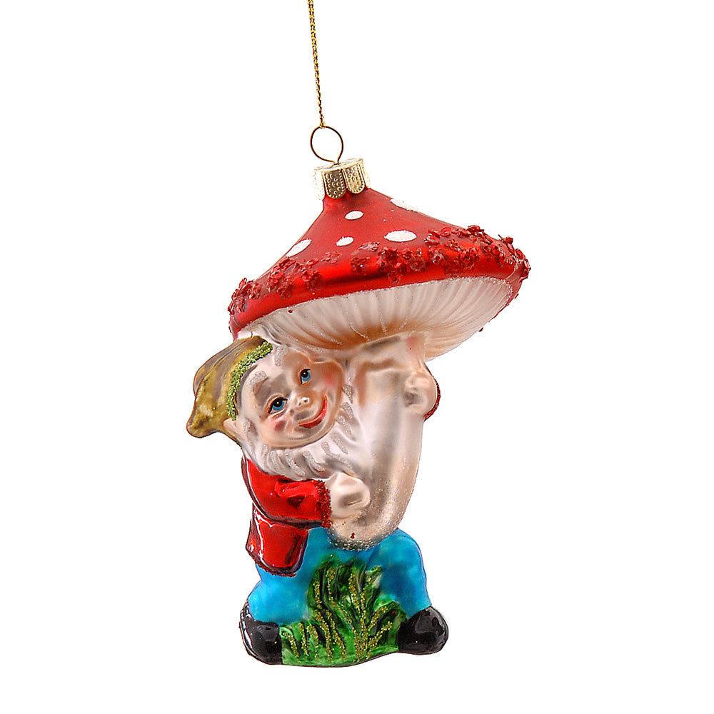 Decoratiune Gnom sub ciuperca, rosu, 11 cm - SIMONA'S CHRISTMAS