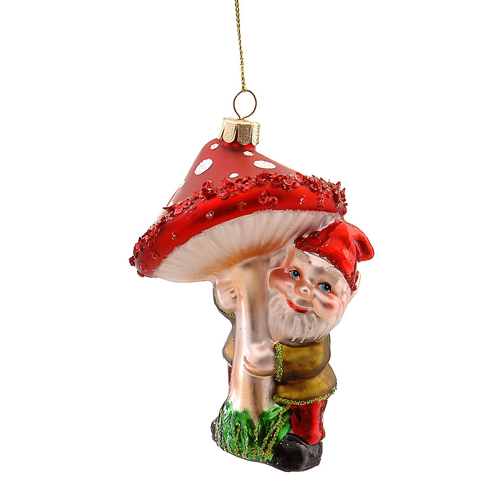 Decoratiune Gnom sub ciuperca, rosu, 11 cm - SIMONA'S CHRISTMAS