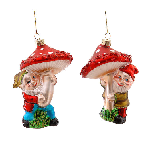Decoratiune Gnom sub ciuperca, rosu, 11 cm - SIMONA'S CHRISTMAS