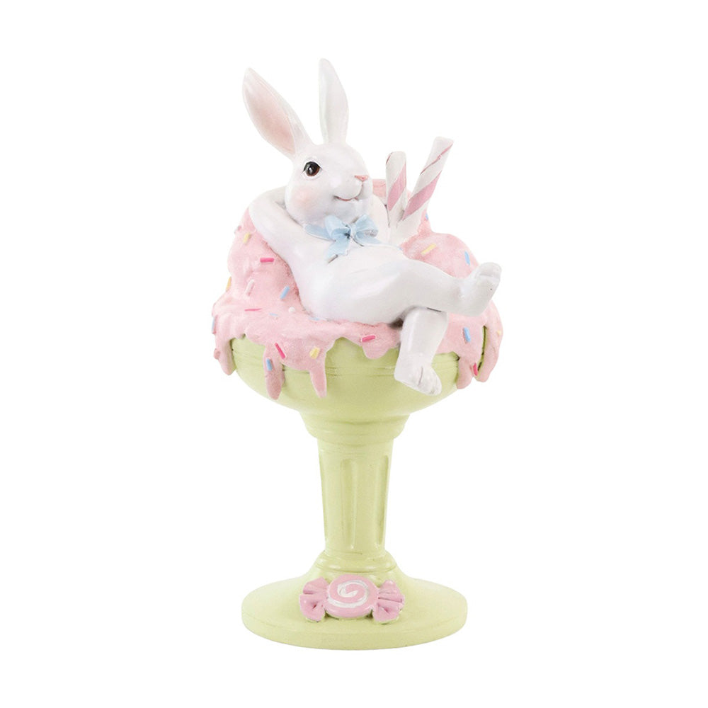 Decoratiune iepure Binky pe inghetata, verde/roz, 21 cm - SIMONA'S COLLECTION