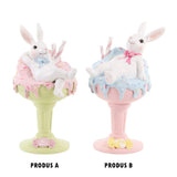 Decoratiune iepure Binky pe inghetata, verde/roz, 21 cm - SIMONA'S COLLECTION