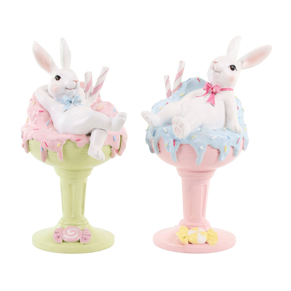 Decoratiune iepure Binky pe inghetata, verde/roz, 21 cm - SIMONA'S COLLECTION