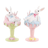 Decoratiune iepure Binky pe inghetata, verde/roz, 21 cm - SIMONA'S COLLECTION