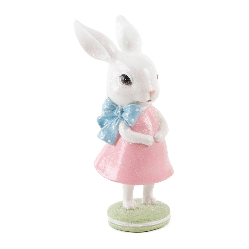 Decoratiune iepure Pip pe macaron, roz/verde, 15 cm - SIMONA'S COLLECTION