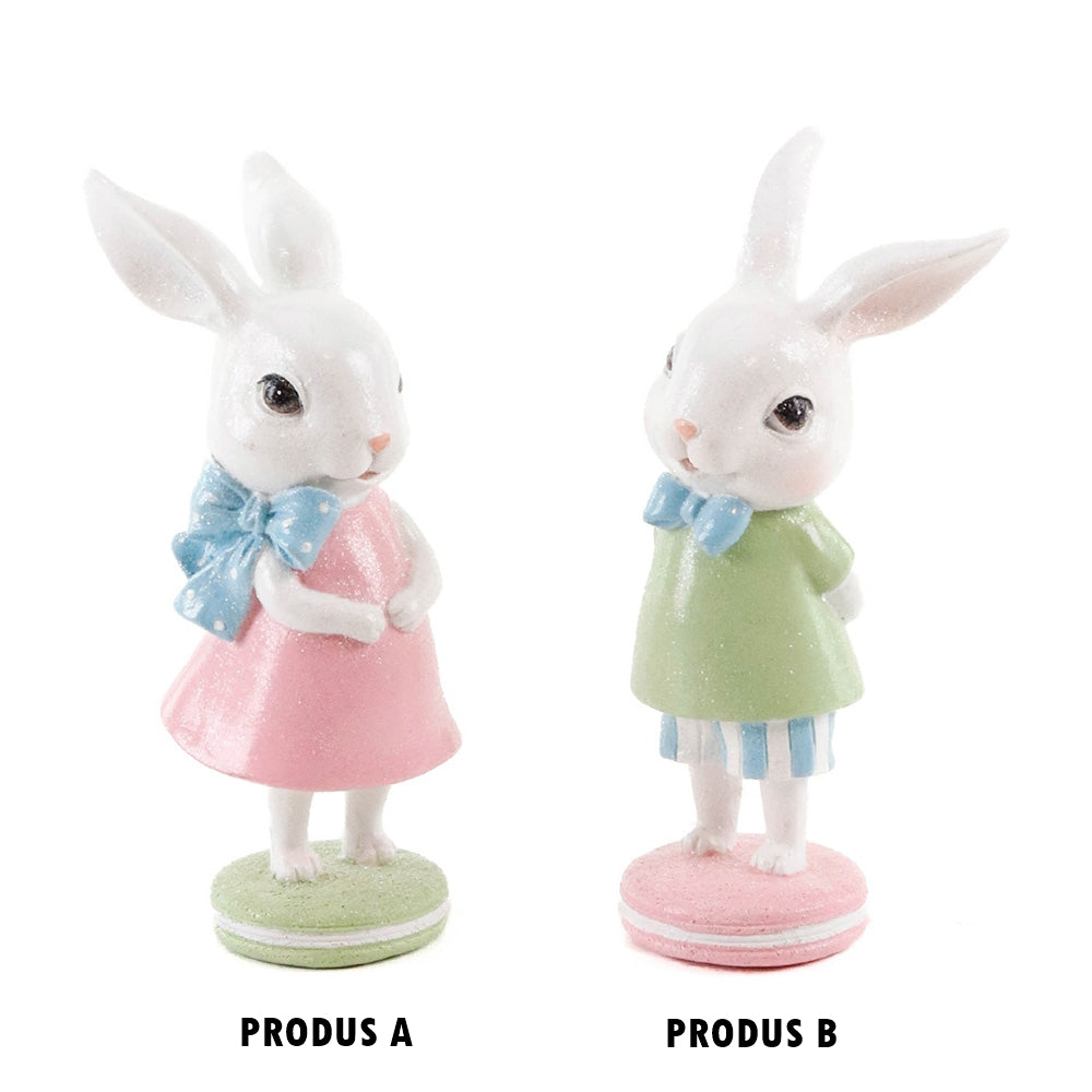 Decoratiune iepure Pip pe macaron, roz/verde, 15 cm - SIMONA'S COLLECTION