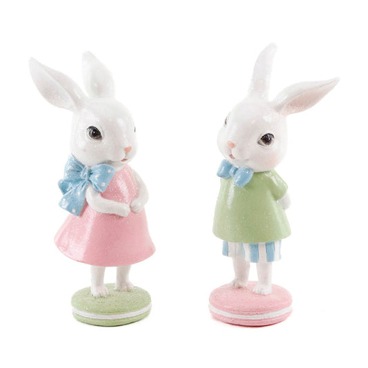 Decoratiune iepure Pip pe macaron, roz/verde, 15 cm - SIMONA'S COLLECTION