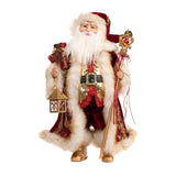 Decoratiune Mos Craciun cu lanterna, burgundy/auriu, 46 cm - SIMONA'S CHRISTMAS