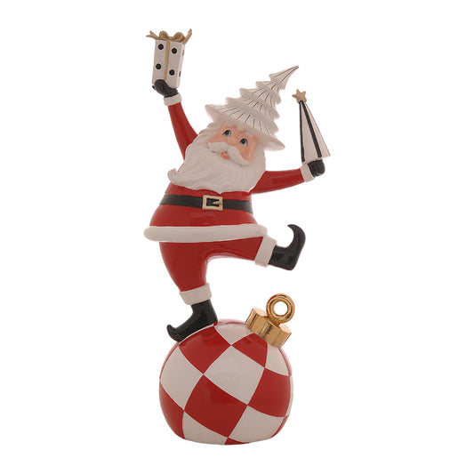 Decoratiune Mos Craciun Tasgall, rosu/negru, 45 cm - SIMONA'S CHRISTMAS