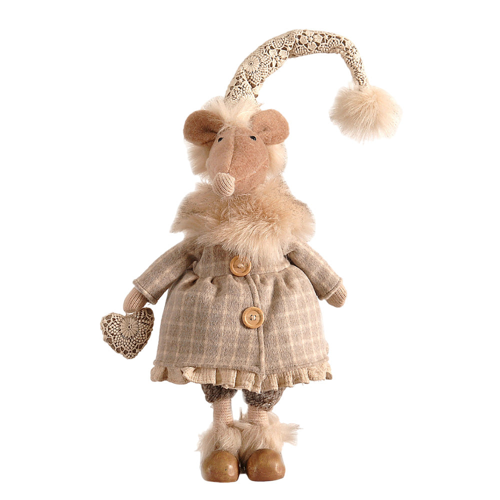 Decoratiune Mr/Mrs Soarece, bej/maro, 72 cm, SIMONA'S CHRISTMAS