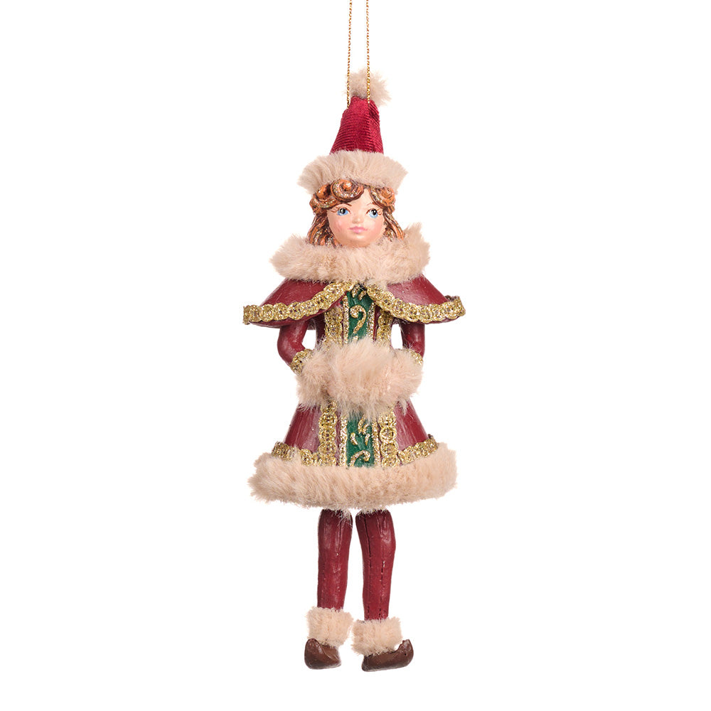 Decoratiune Papusa Dangle, rosu/crem, 17 cm, SIMONA'S CHRISTMAS