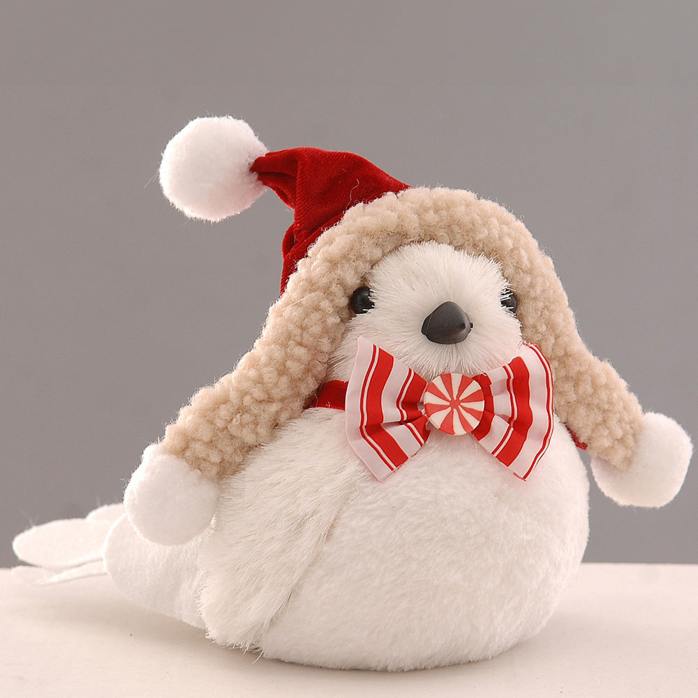 Decoratiune Pasare cu esarfa, alb/rosu, 30 cm - SIMONA'S CHRISTMAS