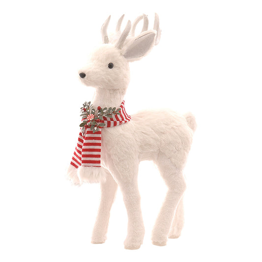 Decoratiune Ren Islay cu esarfa, alb/rosu, 69 cm - SIMONA'S CHRISTMAS