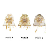 Decoratiune Saculet Stea, crem/auriu, 20 cm - SIMONA'S CHRISTMAS
