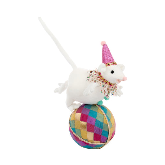 Decoratiune Soarece pe mine Carnival, alb, 28 cm - SIMONA'S CHRISTMAS