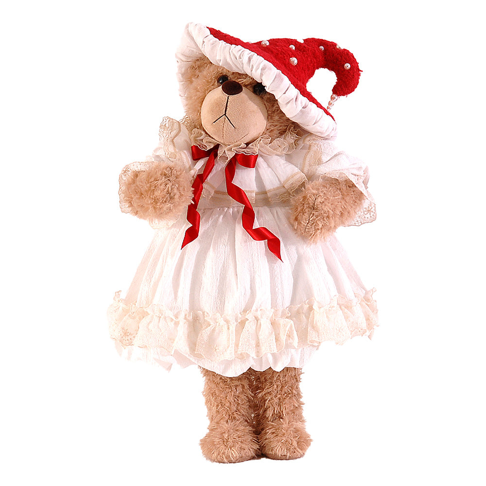 Decoratiune Urs Craciun, bej/rosu, 56 cm - SIMONA'S CHRISTMAS