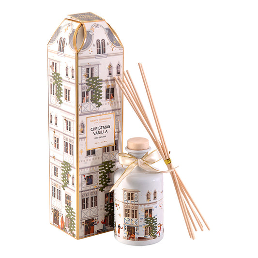 Difuzor esenta parfumata cu betisoare, Christmas Vanilla, 200 ml, alb - SIMONA'S CHRISTMAS
