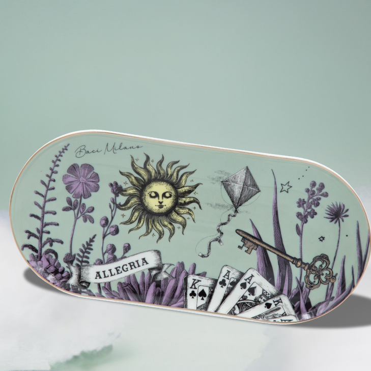 Platou oval, portelan, verde, 25 x 11.5cm, Allegria - BACI MILANO