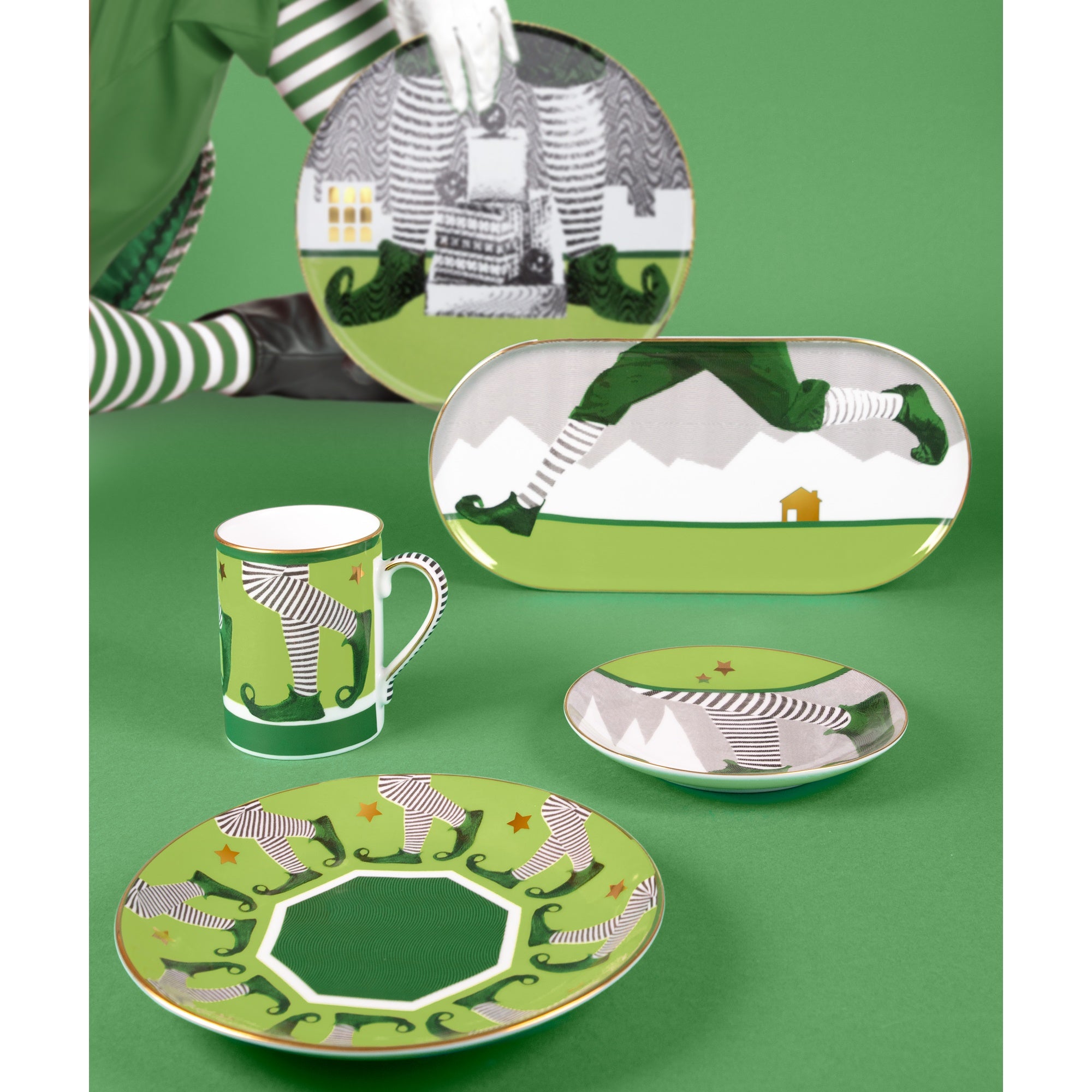 Ceasca pentru espresso si farfurie, portelan, Elf & Co - BACI MILANO