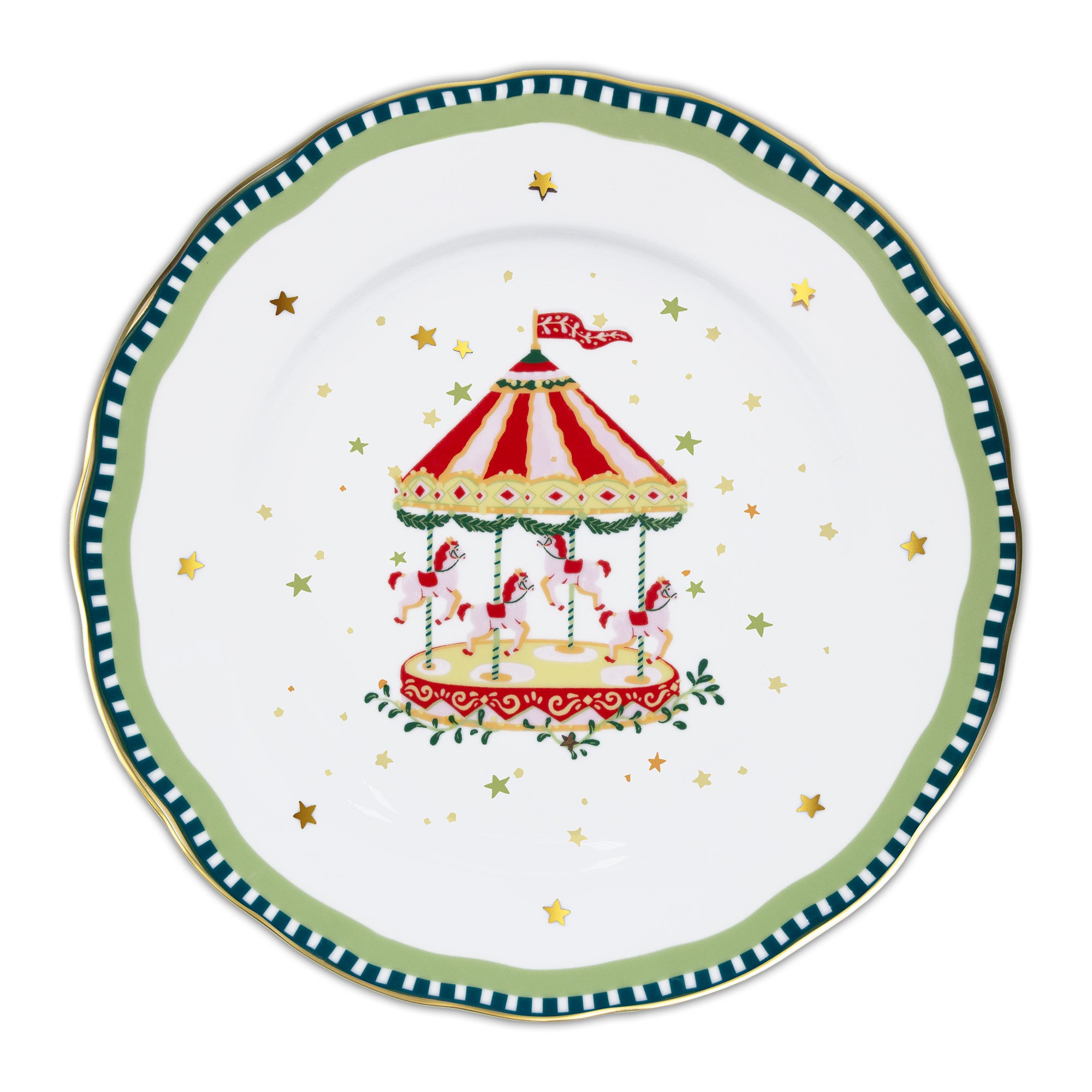 Farfurie pentru cina, portelan, 28 cm, Mamma Mia Xmas Carousel - BACI MILANO