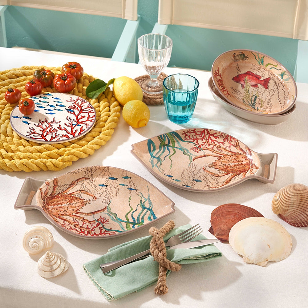 Set 2 farfurii peste, melamina, 33x23 cm, Sea Life - SIMONA'S COLLECTION