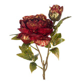 Floare decorativa Bujor Ailean, burgundy/auriu, 66 cm - SIMONA'S CHRISTMAS