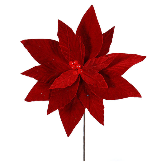 Floare decorativa Craciunita, rosu, 35 cm, SIMONA'S CHRISTMAS