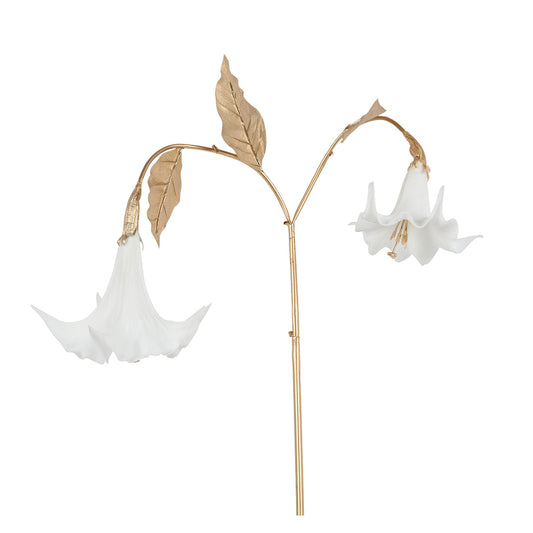 Floare decorativa Datura, alb/auriu, 121 cm - SIMONA'S CHRISTMAS