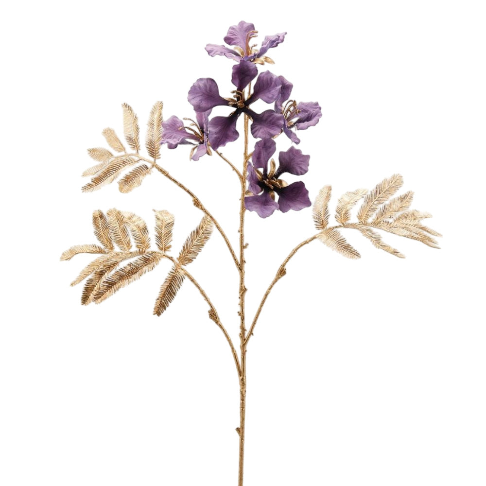 Floare decorativa Delonix, mov-auriu, 83 cm - SIMONA'S Christmas