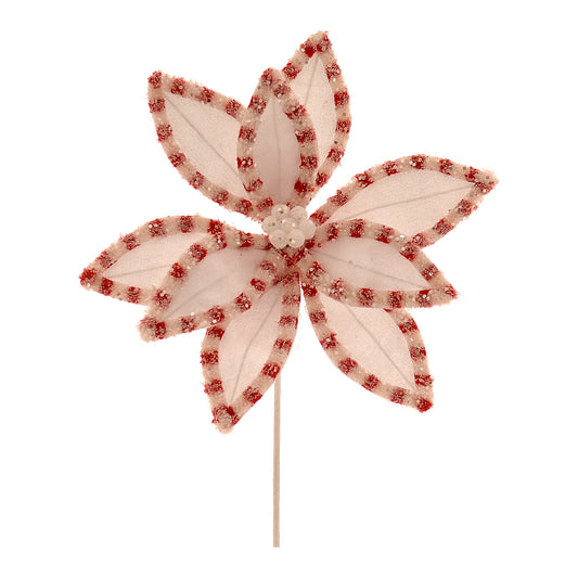 Floare decorativa Evander, rosu/alb, 31 cm - SIMONA'S CHRISTMAS