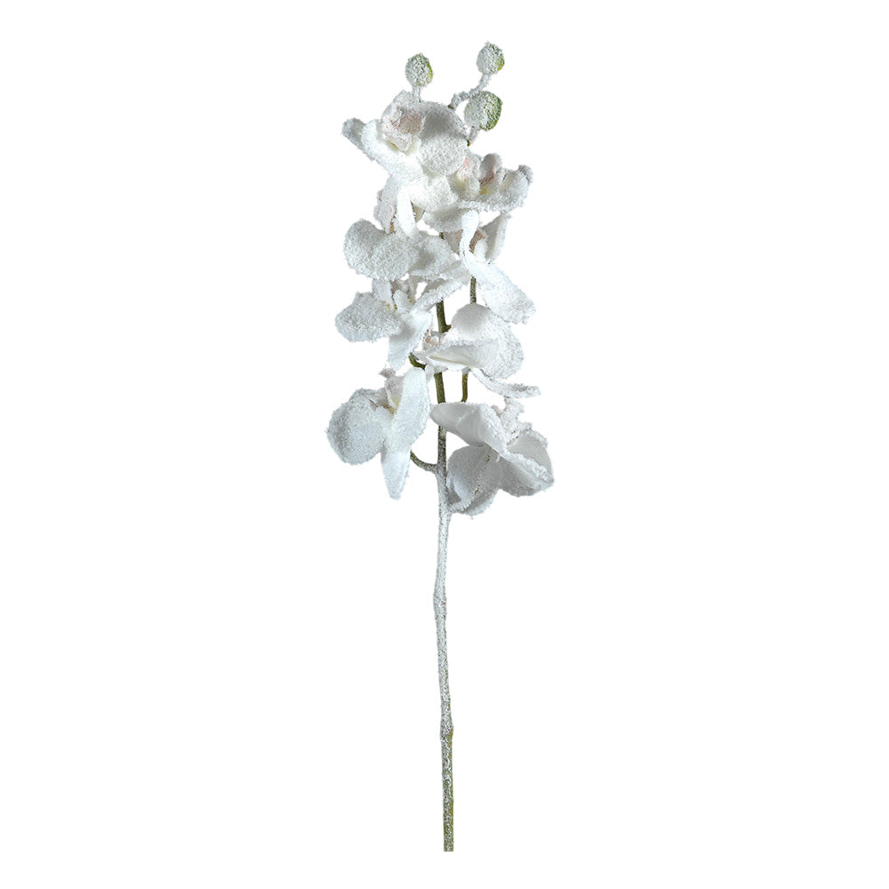 Floare decorativa Orhidee inzapezita, alb, 79 cm - SIMONA'S CHRISTMAS