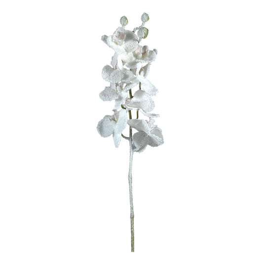 Floare decorativa Orhidee inzapezita, alb, 79 cm - SIMONA'S CHRISTMAS