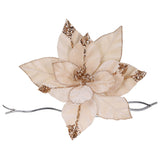 Floare decorativa pentru brad Craciunita, crem/sampanie, 43 cm - SIMONA'S CHRISTMAS