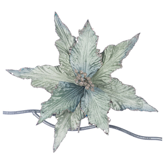 Floare decorativa pentru brad Craciunita,vernil, 29 cm - SIMONA'S CHRISTMAS