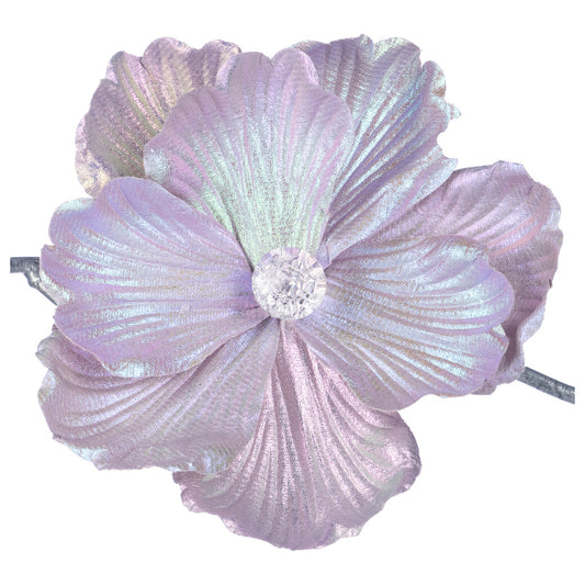 Floare decorativa pentru brad Magnolia, mov irizat, 22 cm - SIMONA'S CHRISTMAS