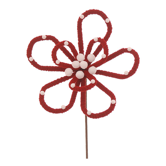 Floare decorativa Rodina, rosu/alb, 27 cm - SIMONA'S CHRISTMAS