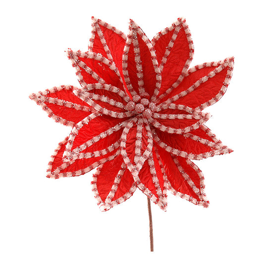 Floare decorativa Rolena, rosu/alb, 70 cm - SIMONA'S CHRISTMAS