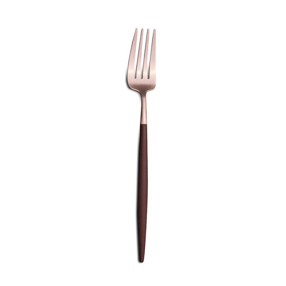 Furculita pentru desert, placata cu aur 18k, 19 cm, Goa Brown Rose Gold - CUTIPOL