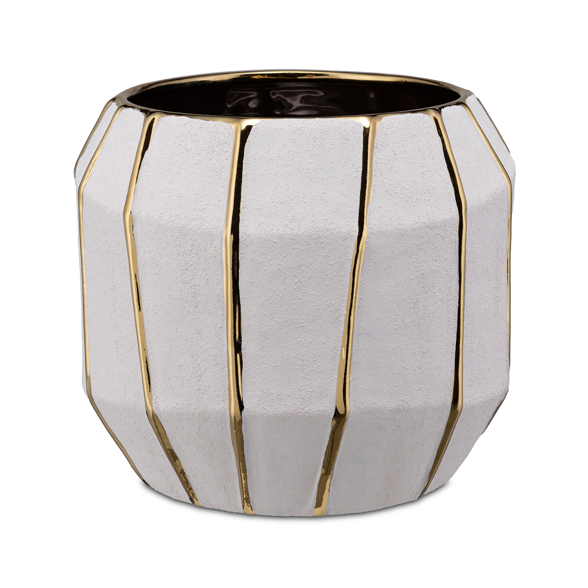 Ghiveci din ceramica, alb, 17cm, Kintsugi - SIMONA'S COLLECTION