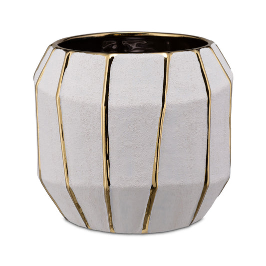 Ghiveci din ceramica, alb, 17cm, Kintsugi - SIMONA'S COLLECTION