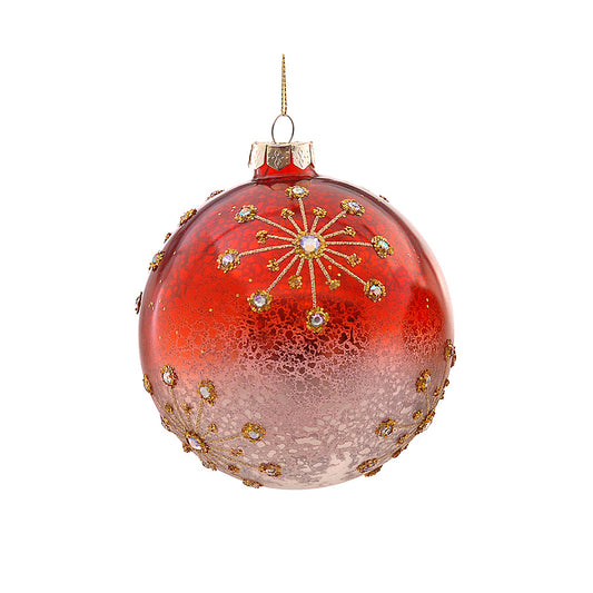 Glob decorativ Sylva, rosu/auriu, 10 cm - SIMONA'S CHRISTMAS