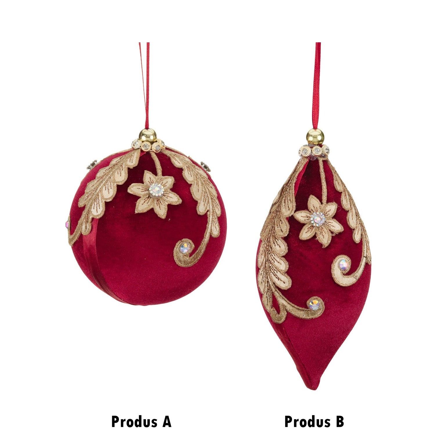 Glob decorativ Agnes, rosu/auriu, 17 cm - SIMONA'S CHRISTMAS
