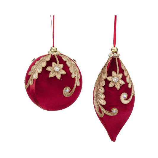 Glob decorativ Agnes, rosu/auriu, 17 cm - SIMONA'S CHRISTMAS