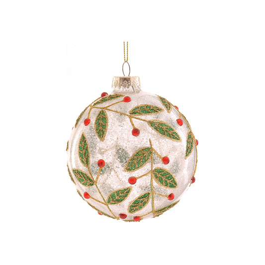 Glob decorativ Aileas, transparent/verde, 10 cm - SIMONA'S CHRISTMAS