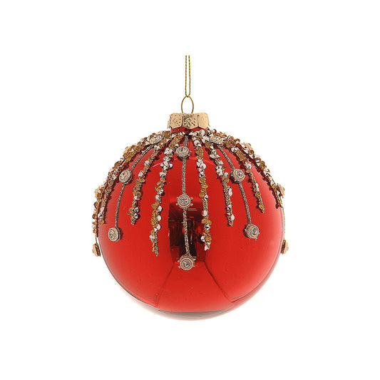 Glob decorativ Ally, rosu/auriu, 12 cm - SIMONA'S CHRISTMAS